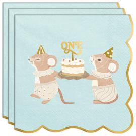 Servetter 1 &aring;r M&ouml;ss Ljusbl&aring; 12-pack