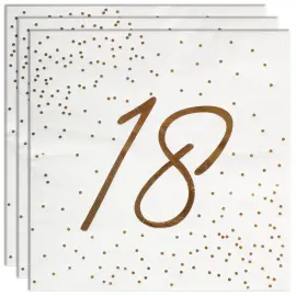 Servetter 18 &aring;r Guld med Prickar 16-pack