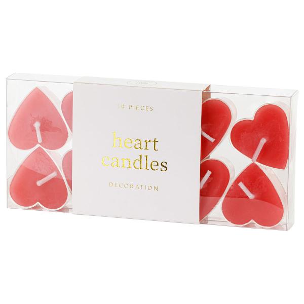 Värmeljus Hjärta Röd 4 x 2 cm 10-pack