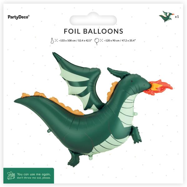 Folieballong Grön Drake 120 x 90 cm