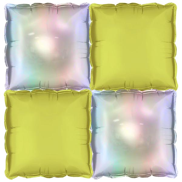 Kuddballonger Holografisk/Neongul 4-pack