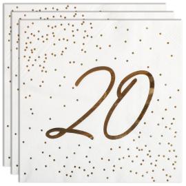 Servetter 20 &aring;r Guld med Prickar 16-pack