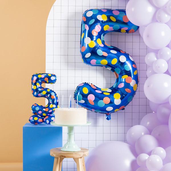 Blå Sifferballong med Prickar