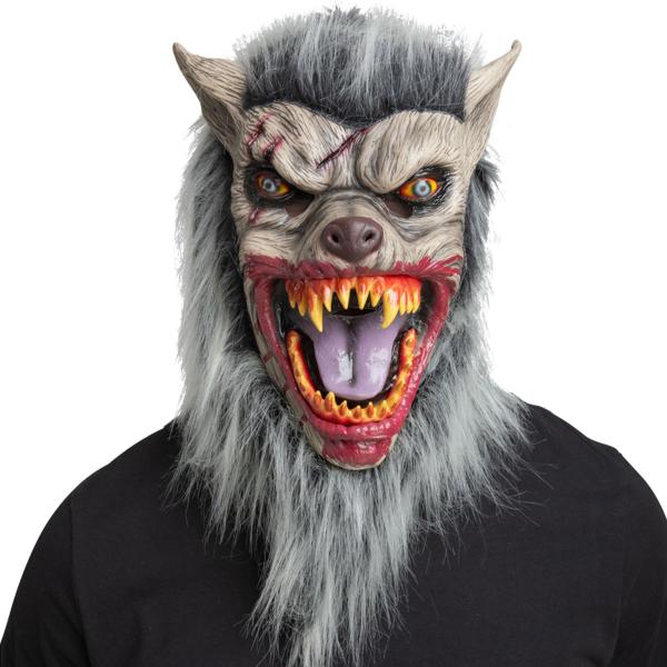 Latexmask Varg med Hår