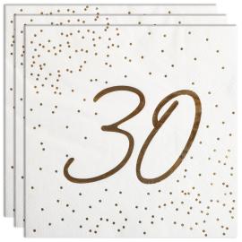 Servetter 30 &aring;r Guld med Prickar 16-pack