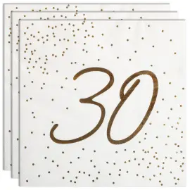 Servetter 30 &aring;r Guld med Prickar 16-pack