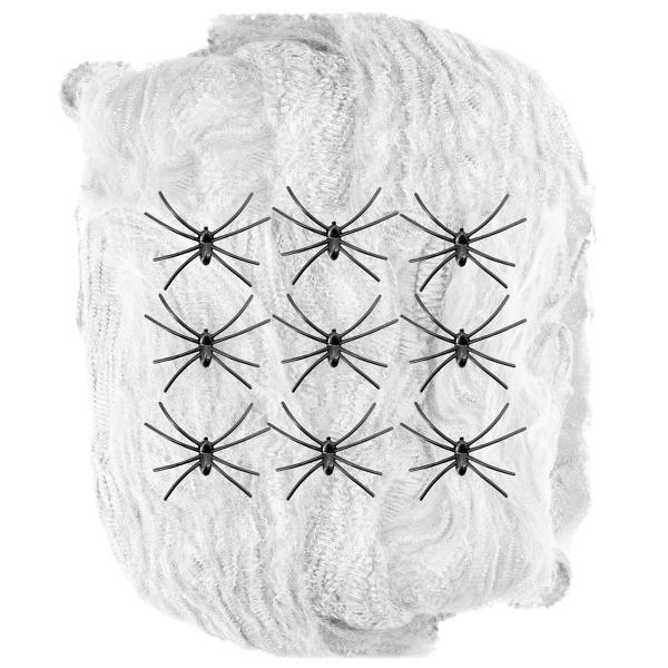Vitt Spindelnät med Spindlar 200g
