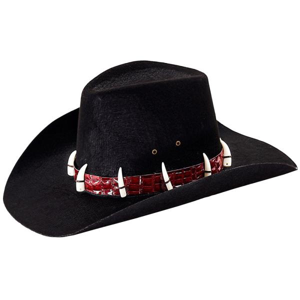 Svart Cowboyhatt med Krokodiltänder