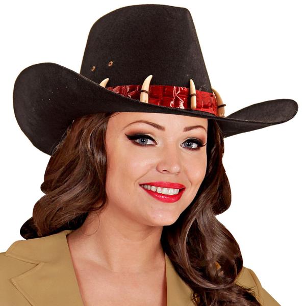Svart Cowboyhatt med Krokodiltänder