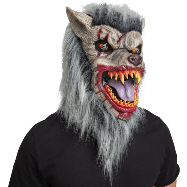 Latexmask Varg med Hår