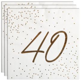 Servetter 40 &aring;r Guld med Prickar 16-pack