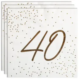 Servetter 40 &aring;r Guld med Prickar 16-pack