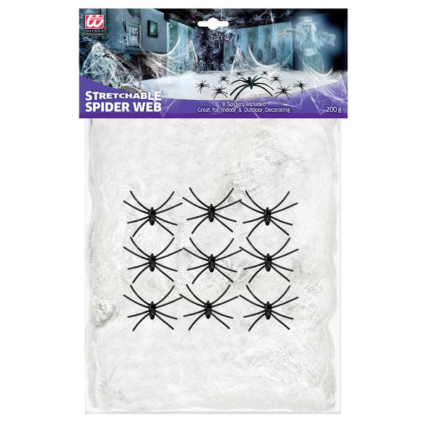 Vitt Spindelnät med Spindlar 200g
