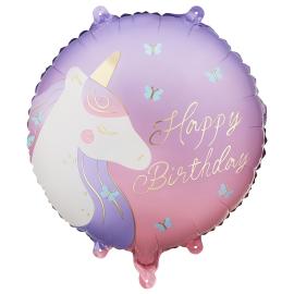 Folieballong Happy Birthday Enh&ouml;rning 35 cm