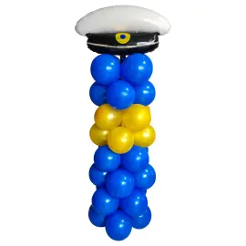 Ballongpelare Bl&aring;/Guld med Studentm&ouml;ssa