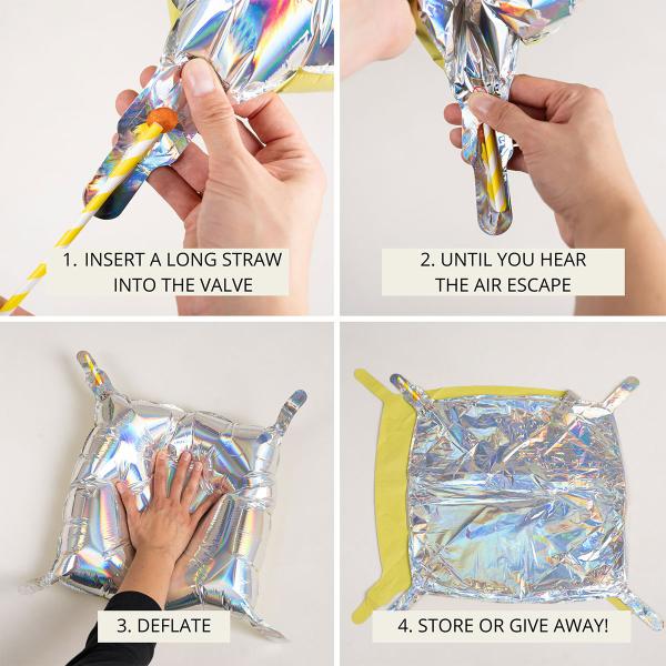 Kuddballonger Holografisk/Neongul 4-pack
