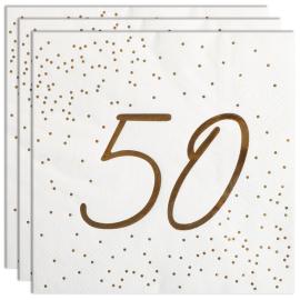 Servetter 50 &aring;r Guld med Prickar 16-pack