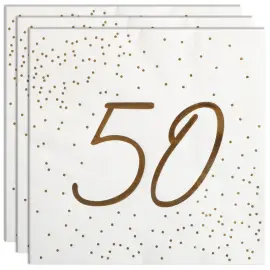 Servetter 50 &aring;r Guld med Prickar 16-pack