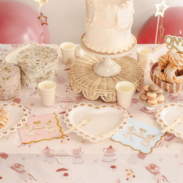 Servetter 1 år Möss Ljusrosa 12-pack