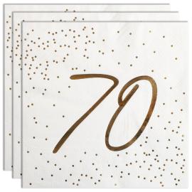 Servetter 70 &aring;r Guld med Prickar 16-pack