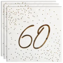 Servetter 60 &aring;r Guld med Prickar 16-pack