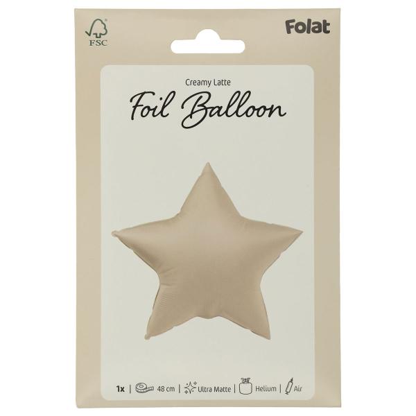 Folieballong Stjärna Creamy Latte Matt