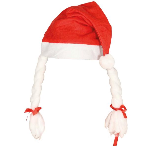 Tomteluva med Flätor Röd/Vit