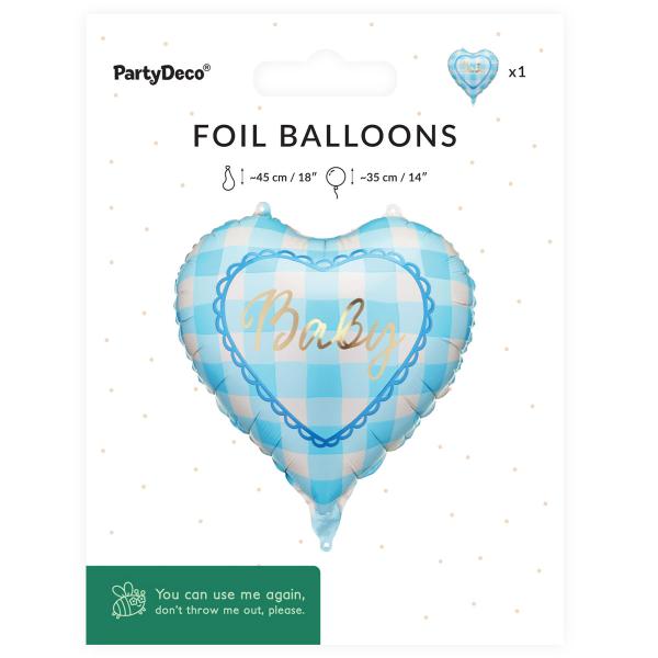 Folieballong Baby Hjärta Ljusblå 35 cm