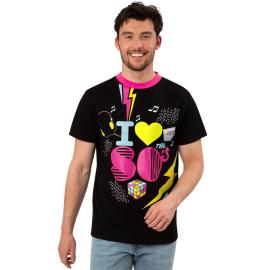 80-tals T-Shirt med Tryck Svart