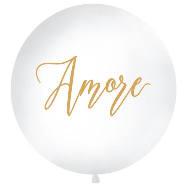 Amore Gigantisk Ballong Vit och Guld