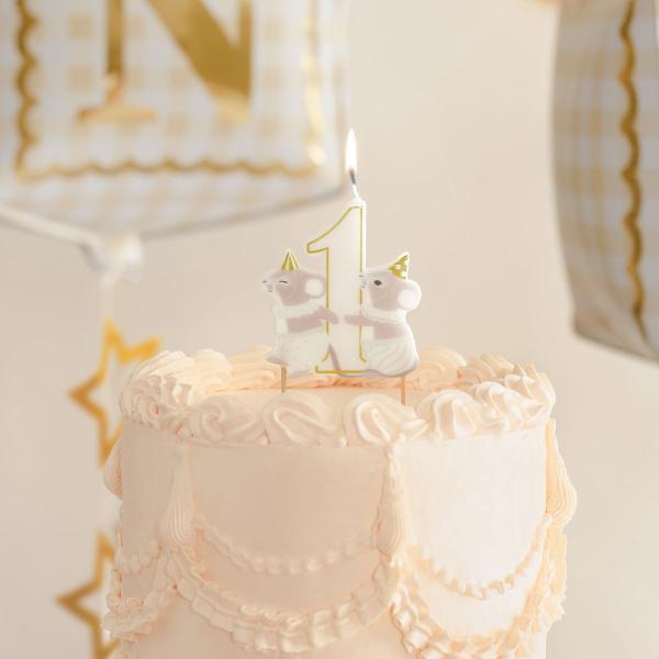 Tårtljus 1 år Möss 6,5 x 7,5 cm