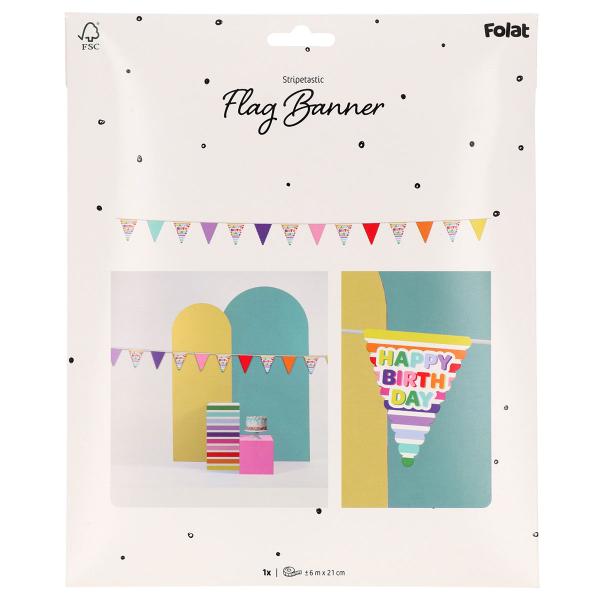 Vimpelgirlang Happy Birthday Stripetastic 6 m