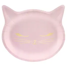 Katt Papptallrikar Rosa