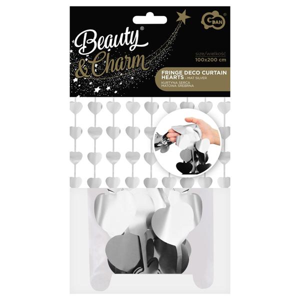Dörrdraperi Hjärtan Matt Silver