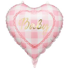 Folieballong Baby Hj&auml;rta Ljusrosa 35 cm