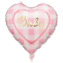 Folieballong Baby Hj&auml;rta Ljusrosa 35 cm