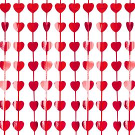 Dörrdraperi Hjärtan Metallic Röd