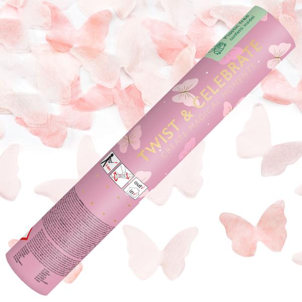 Konfettikanon Rosa Fjärilar 20 cm