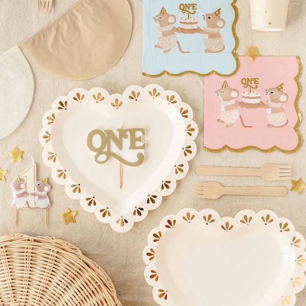 Tårtljus One Guld 10 x 6,5 cm