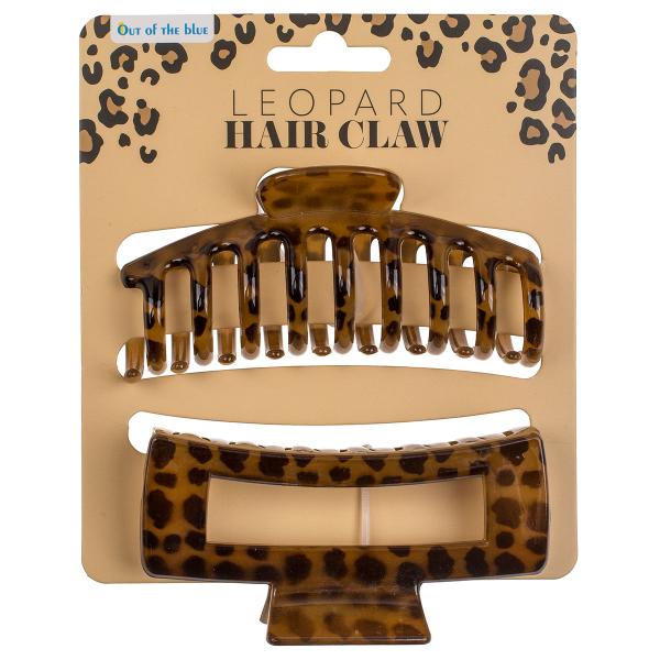 Hårklämmor Leopardmönster 11 cm 2-pack