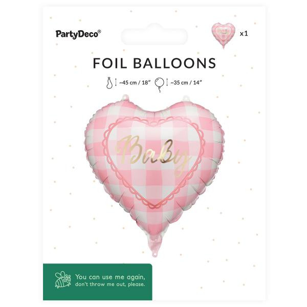 Folieballong Baby Hjärta Ljusrosa 35 cm