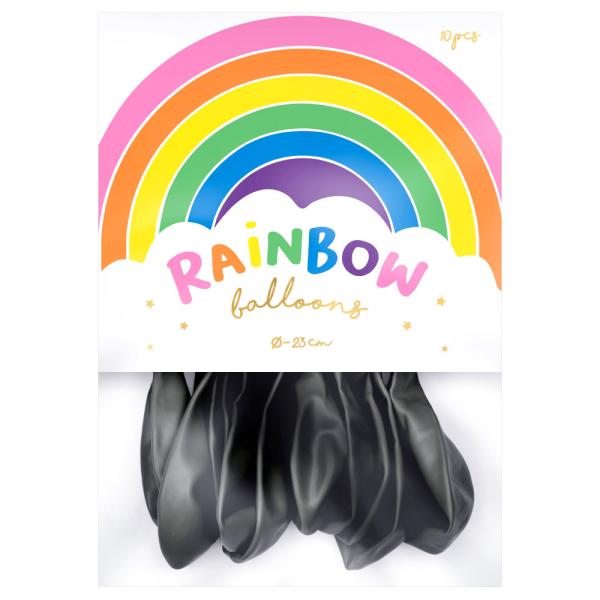 Rainbow Små Latexballonger Pastell Svart