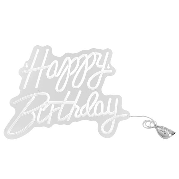 LED Neonskylt Happy Birthday Vit 40 x 29,5 cm