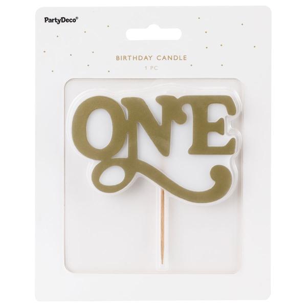 Tårtljus One Guld 10 x 6,5 cm