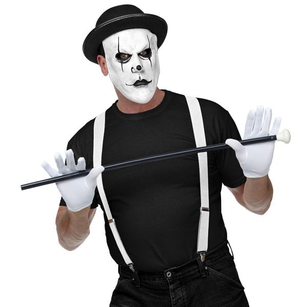 Vit Harlequin Mask med Hatt