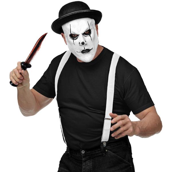 Vit Harlequin Mask med Hatt