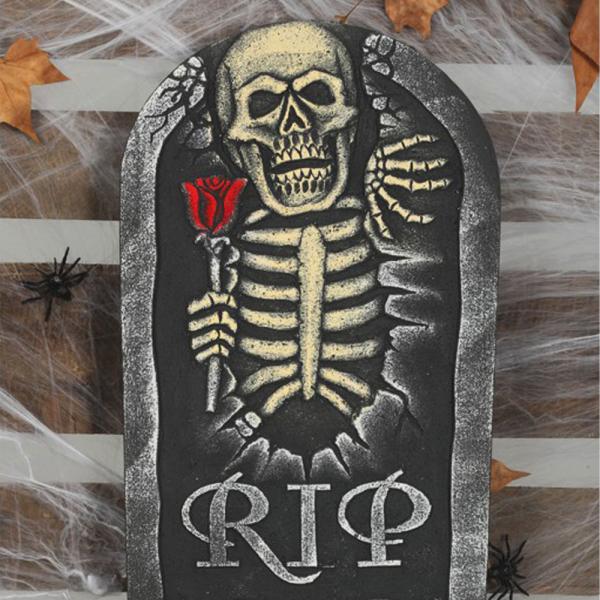 Gravsten Dekoration RIP Skelett
