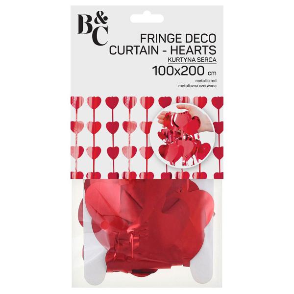 Dörrdraperi Hjärtan Metallic Röd