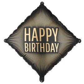 Folieballong Happy Birthday Svart/Guld 46 cm