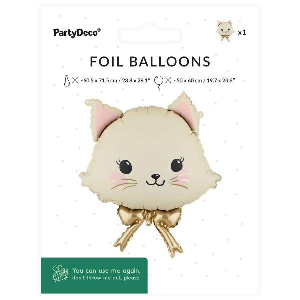 Folieballong Katt med Rosett 50 x 60 cm